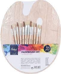 PENSELEN SET 12 STUKS INCL.HOUTEN PALET ()